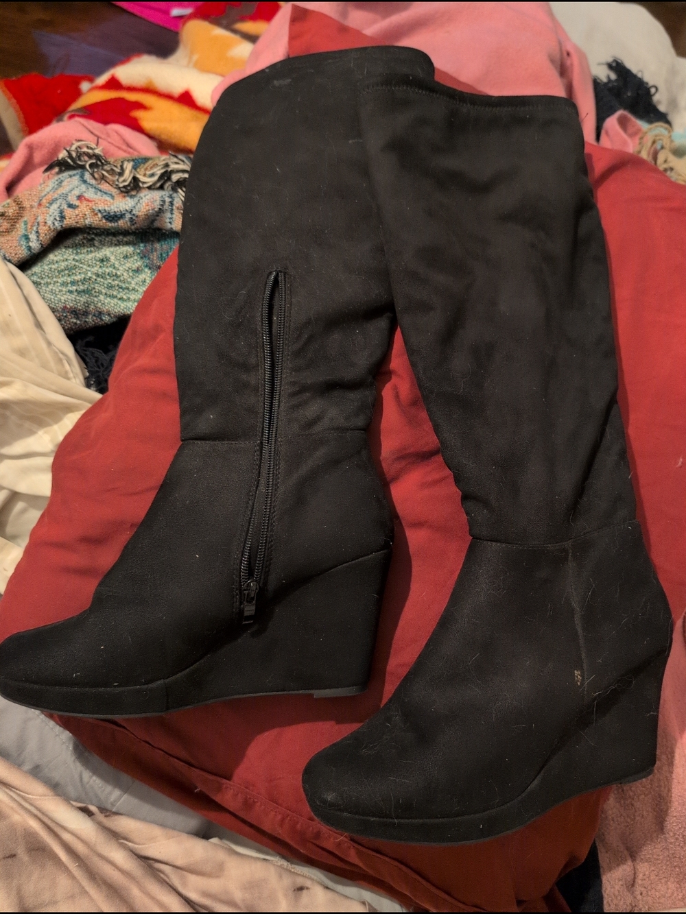 Chinese Laundry Black Knee-High Wedge Boots